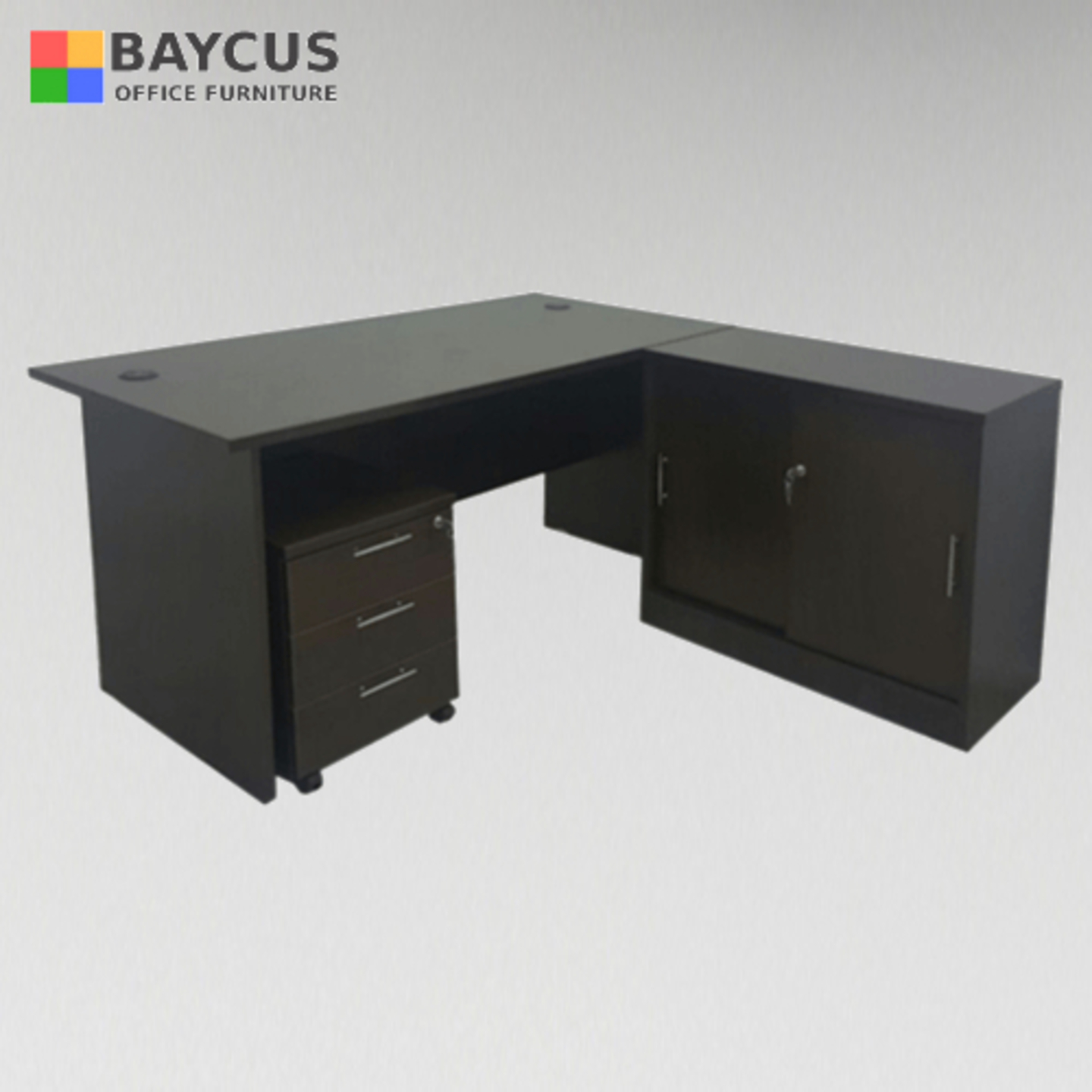 1.5m L-Shaped Table Set with Storage Cabinet
