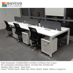 BS 1.5m x 0.7m Open Concept Workstation for 6 Pax