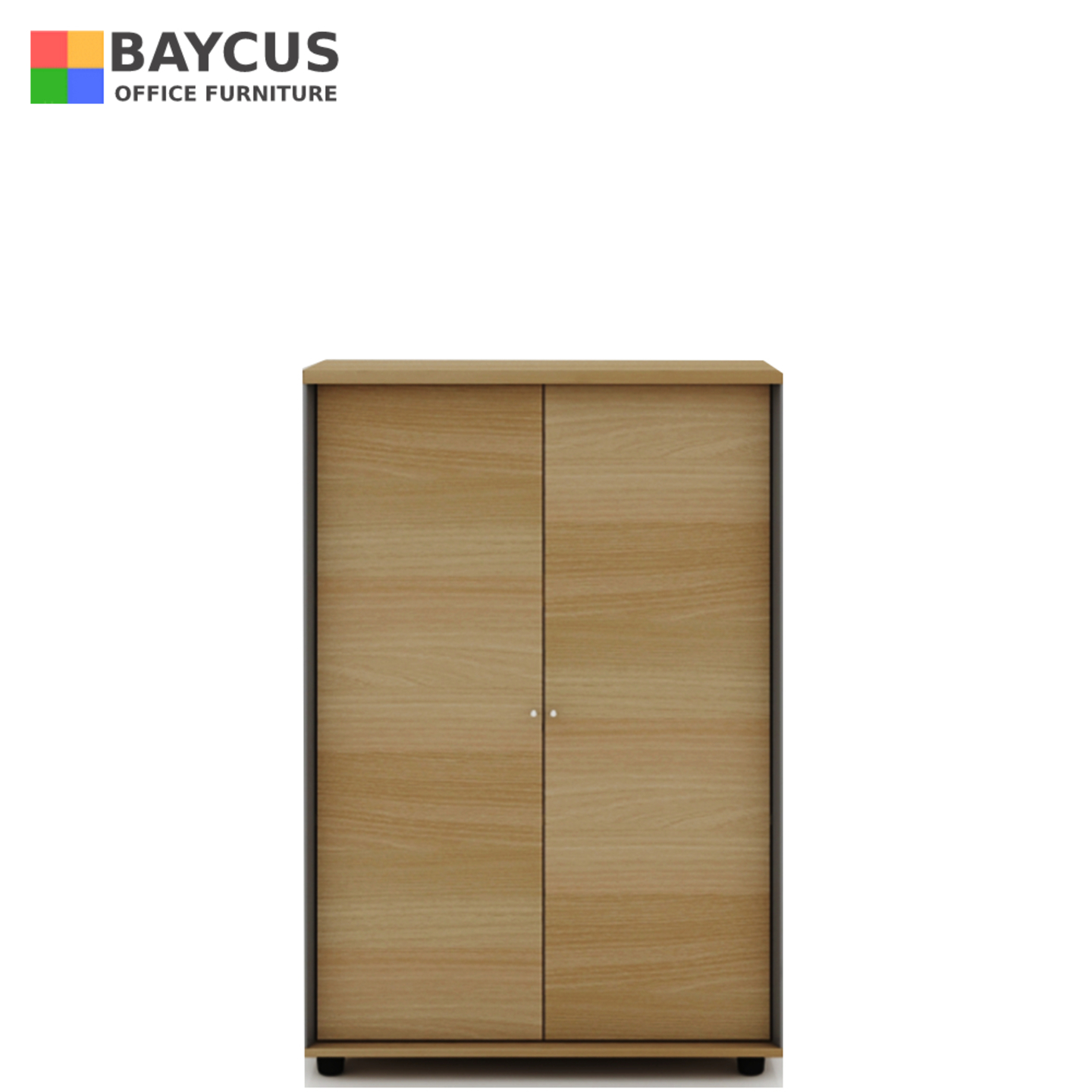B-One Mid Height Full Swing Door Cabinet with Lock Col: Teak White