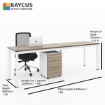 B-One 240675-WT Adjacent Workstation (1.2m x 0.6m per person) with Wire Management Box Col: Teak / White