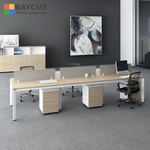 B-One 1.2m 6 Pax Open Concept Workstation Teak White