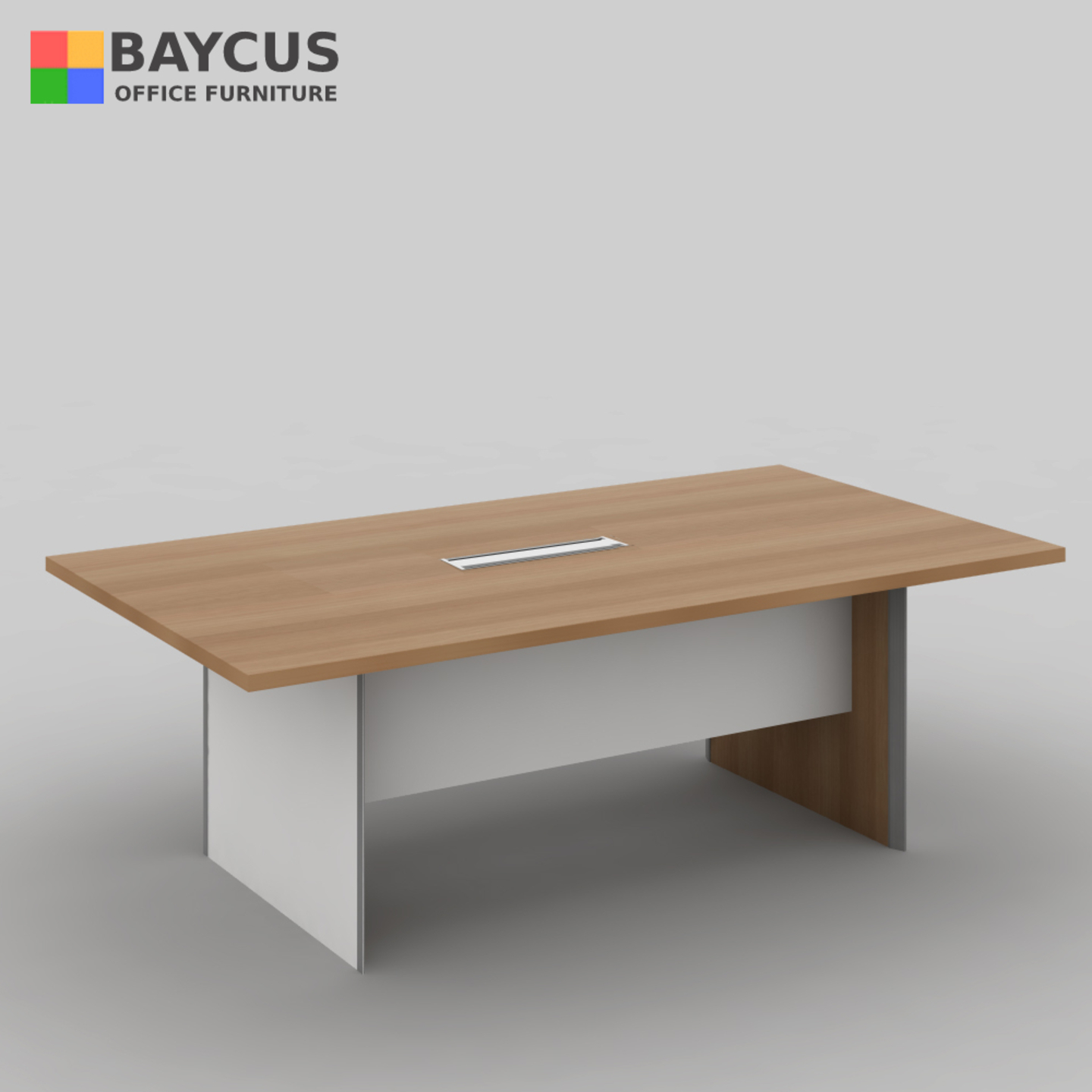 2.4m Rectangular Conference Table Col. Teak with White