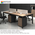 B-One 1.2m Open Concept Workstation Brown with Mobile Pedestal