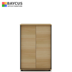 B-One Mid Height Full Swing Door Cabinet with Lock Col Teak White