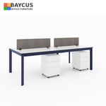 B-One 1.2m 4 Pax Open Concept Workstation White  Navy Blue