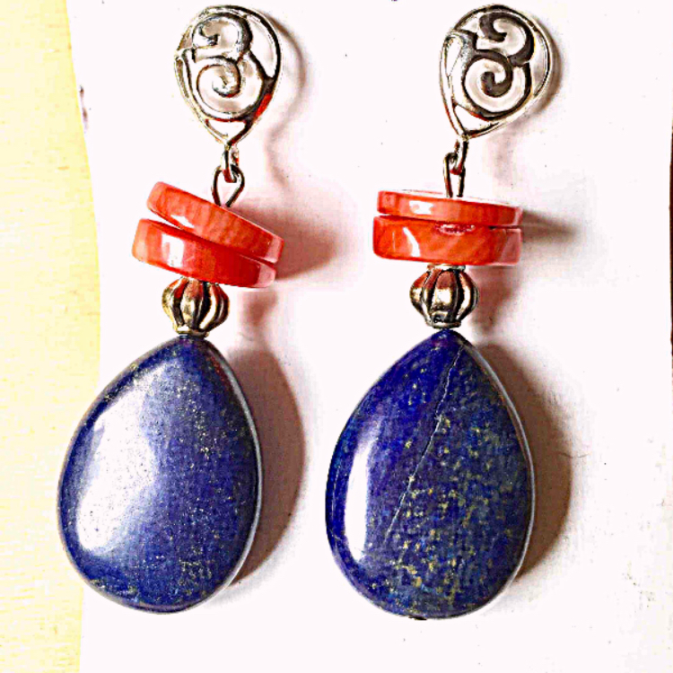 Lapiz & Coral earrings 