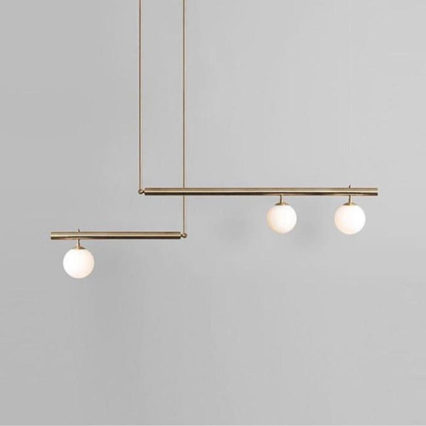 Gold Frame with 3 Frosted Globe Pendant Light