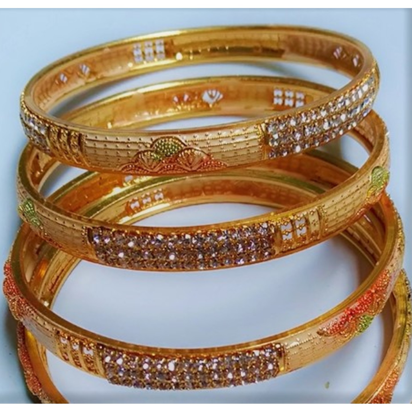 Precious Hand crafted Bangle set, / Traditional Fancy Designer-zirconia work done, / Gold plated Bangle set 