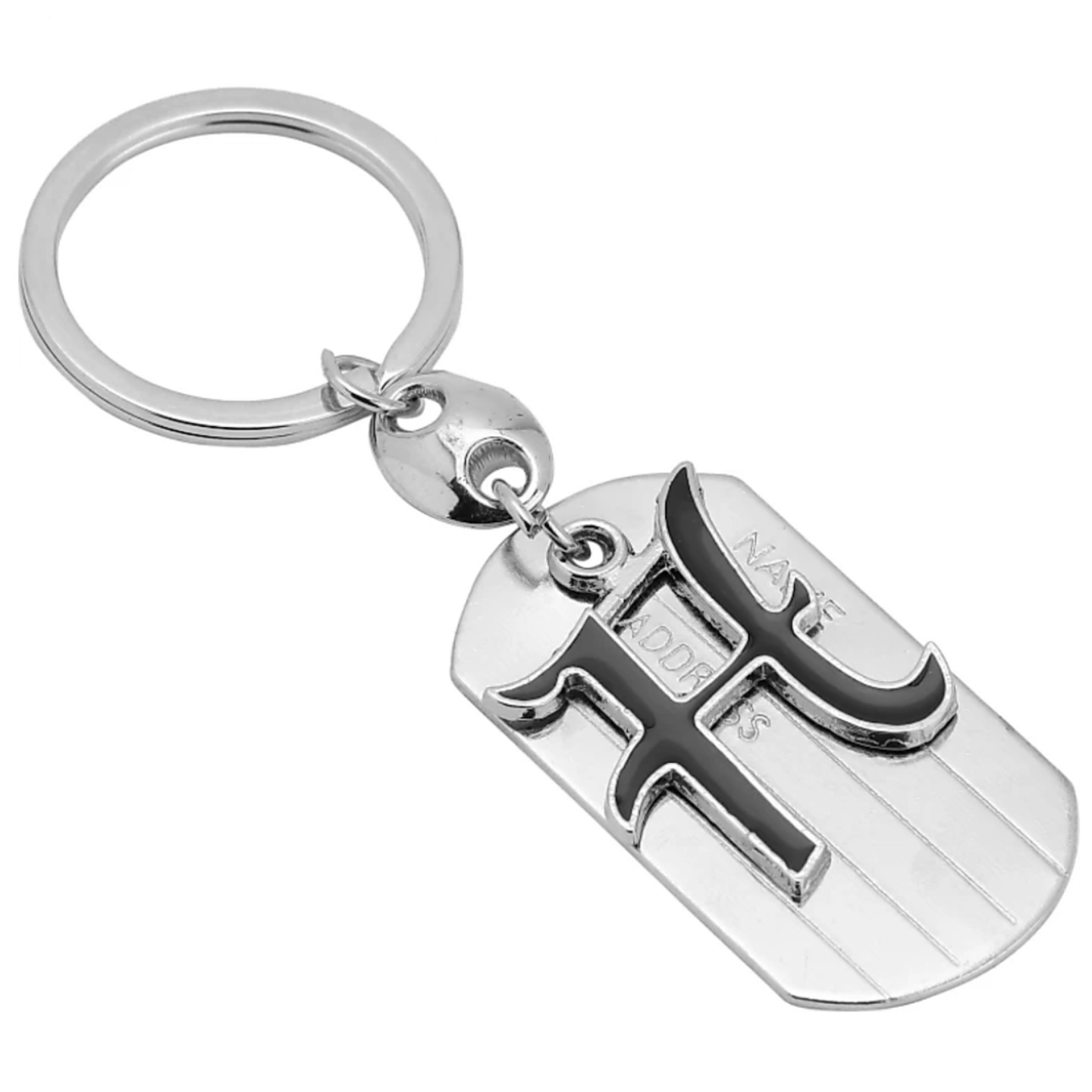 Alphabet letter H, Metal made designed key chain ( silver ), Key Ring.