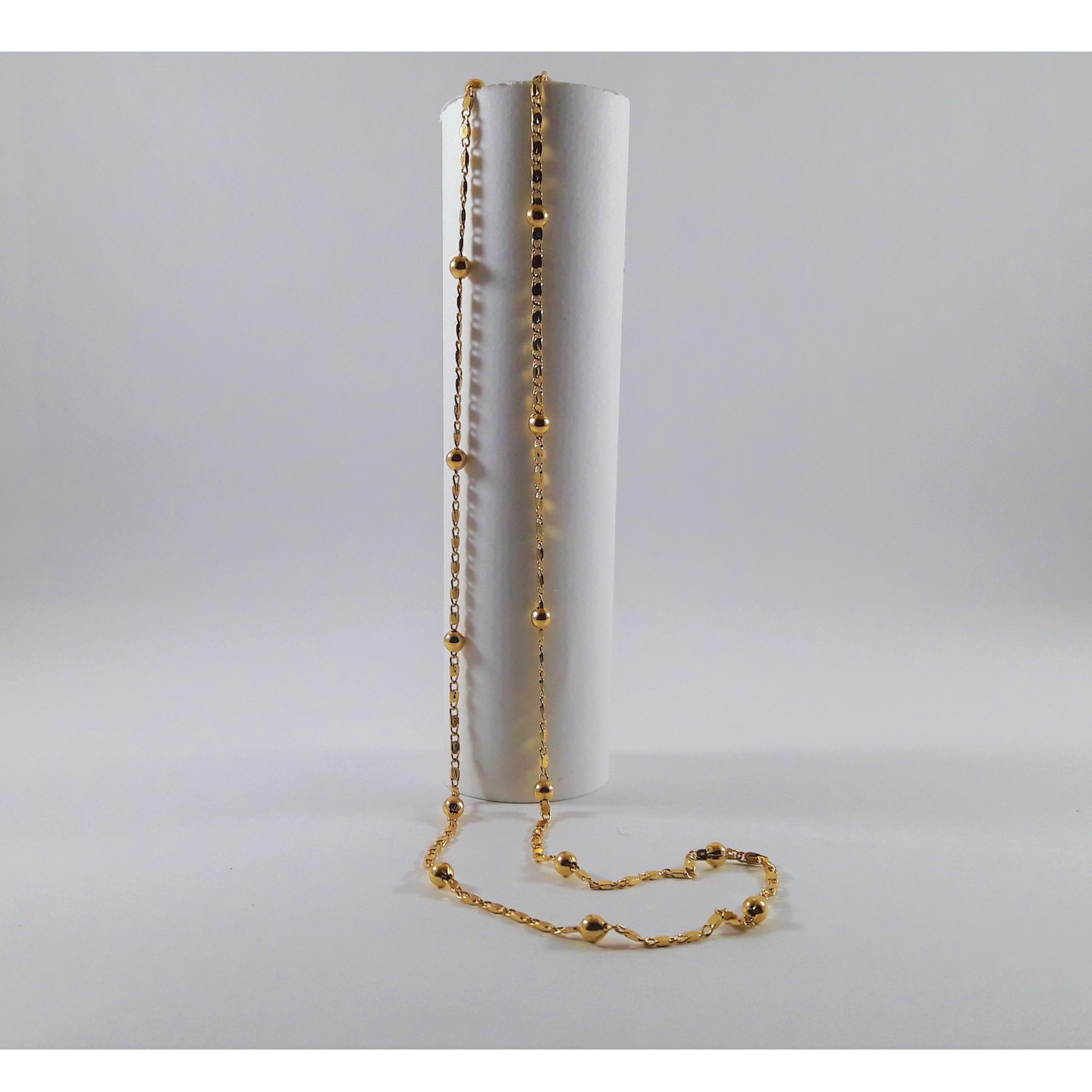 Gold Plated necklace chain with small round balls for women and girls / Gold plated brass chain for girls.