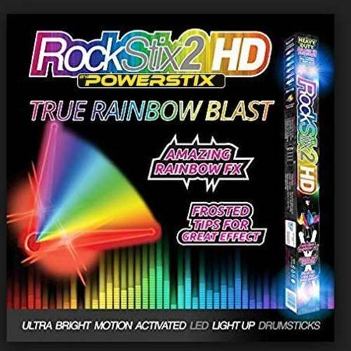 ROCKSTIX LIGHT UP DRUMSTICKS  RAINBOW BLAST Amazing True Rainbow Effect, Set your Gig on Fire
