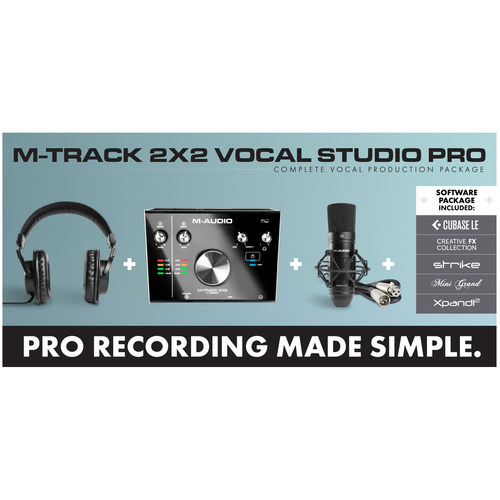 M-Audio M-Track 2 x 2 Vocal Studio Pro Complete Vocal Production Pack with USB Audio Interface Black
