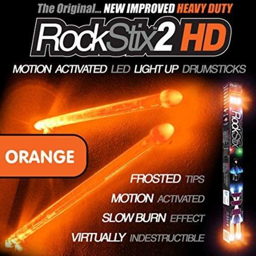 ROCKSTIX 2 HD ORANGE, BRIGHT LED LIGHT UP DRUMSTICKS, with fade effect, Set your gig on fire!
