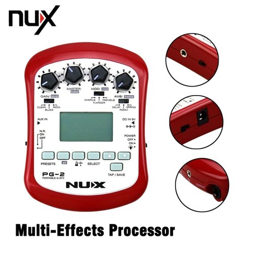 NUX PG-2 Portable Electric Guitar Multi-Effects Pedal Processor with Tuner Metronome Built-in Noise Gate