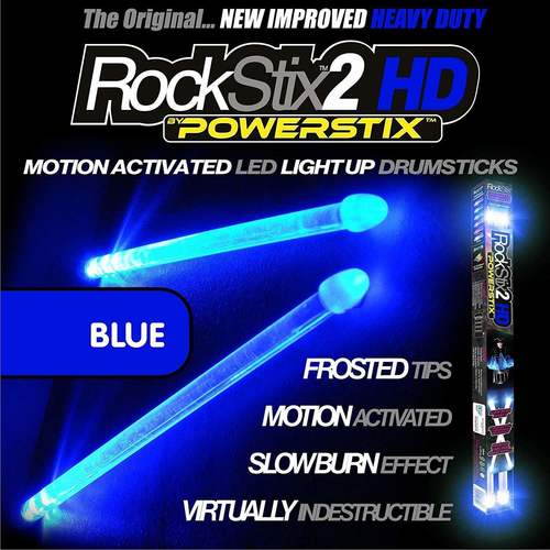 ROCKSTIX 2 HD BLUE, BRIGHT LED LIGHT UP DRUMSTICKS
