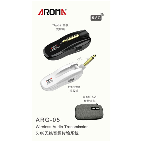 Aroma ARG-05 5.8G Wireless Guitar Audio Transmission System Transmitter Receiver Built-in Rechargeable Battery 115 Feet Transmission
