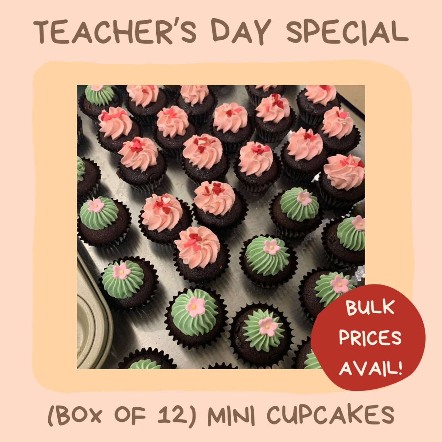 (DAIRY-FREE) Mini Dark Chocolate Cupcakes - Box of 12