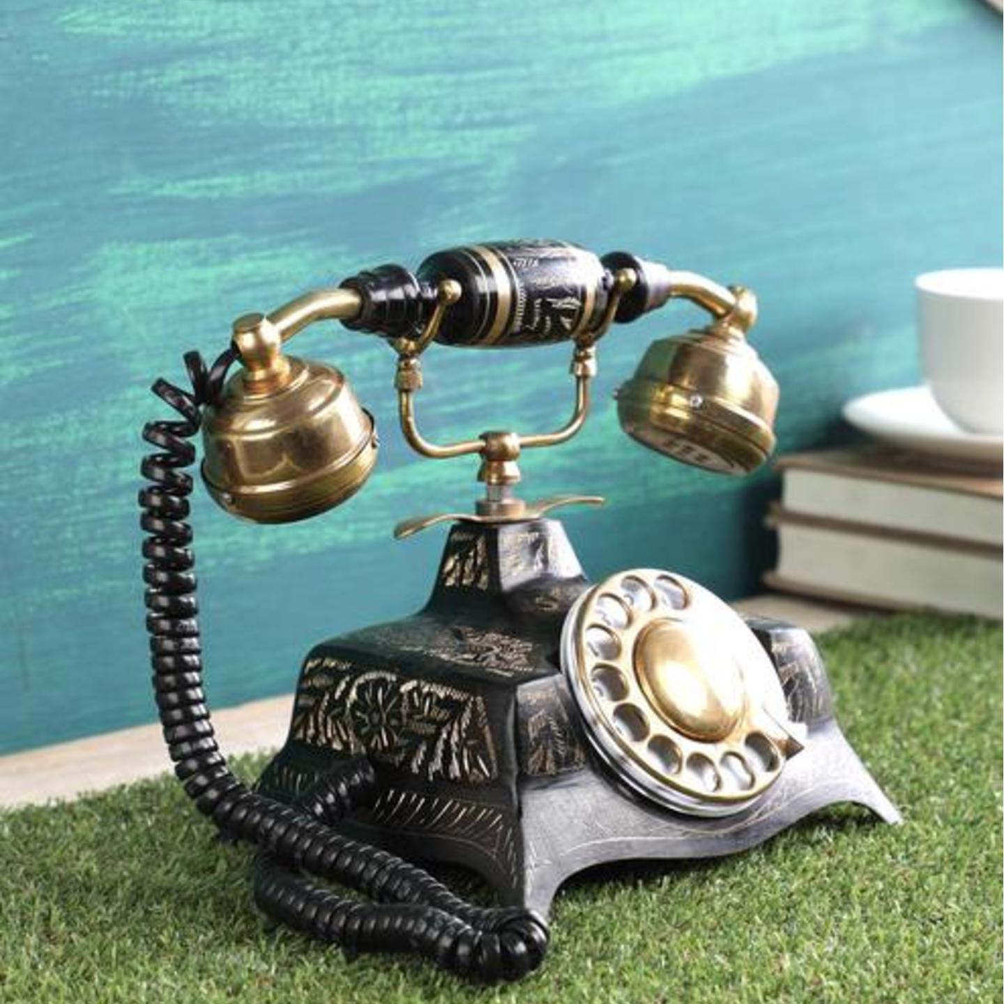 Retro, Vintage, Rotary, Old Time, Antique working Telephone in Brass