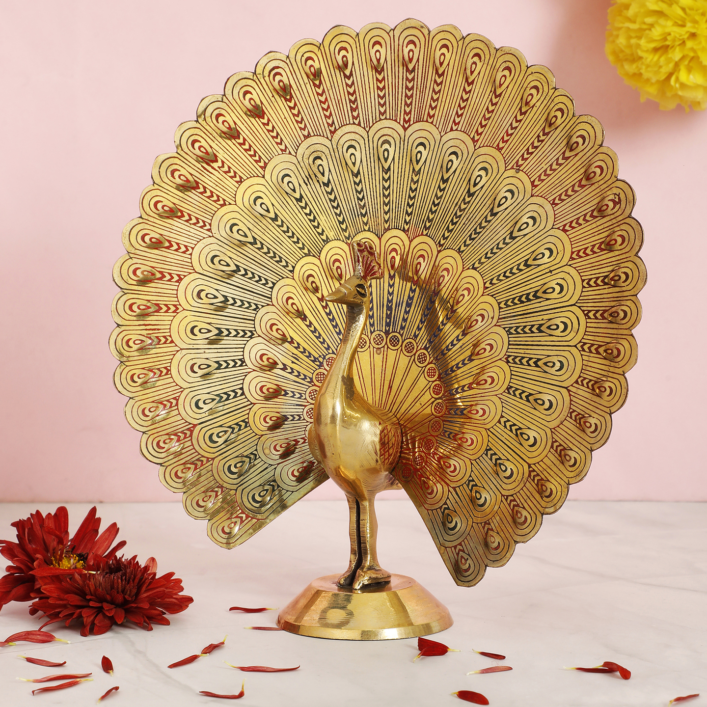  Handcrafted Brass Peacock Showpiece – Elegant Home Decor Accent