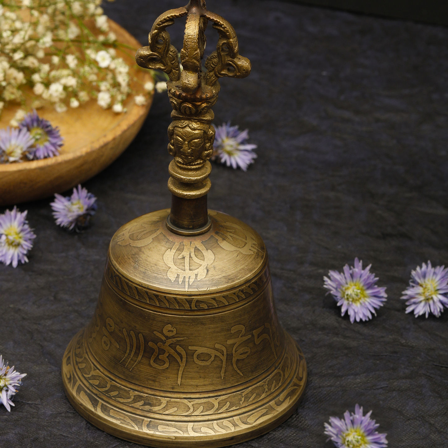 Brass Pooja Bell with Sacred Imprints