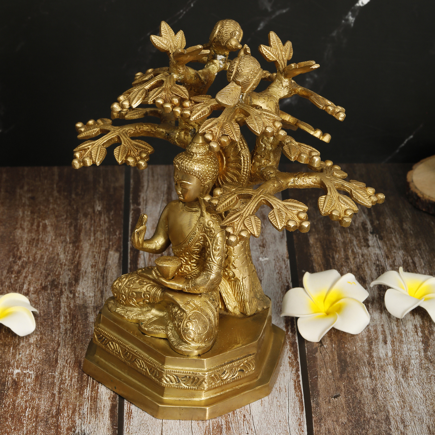 Meditating Buddha Under Bodhi Tree  Spiritual Decor