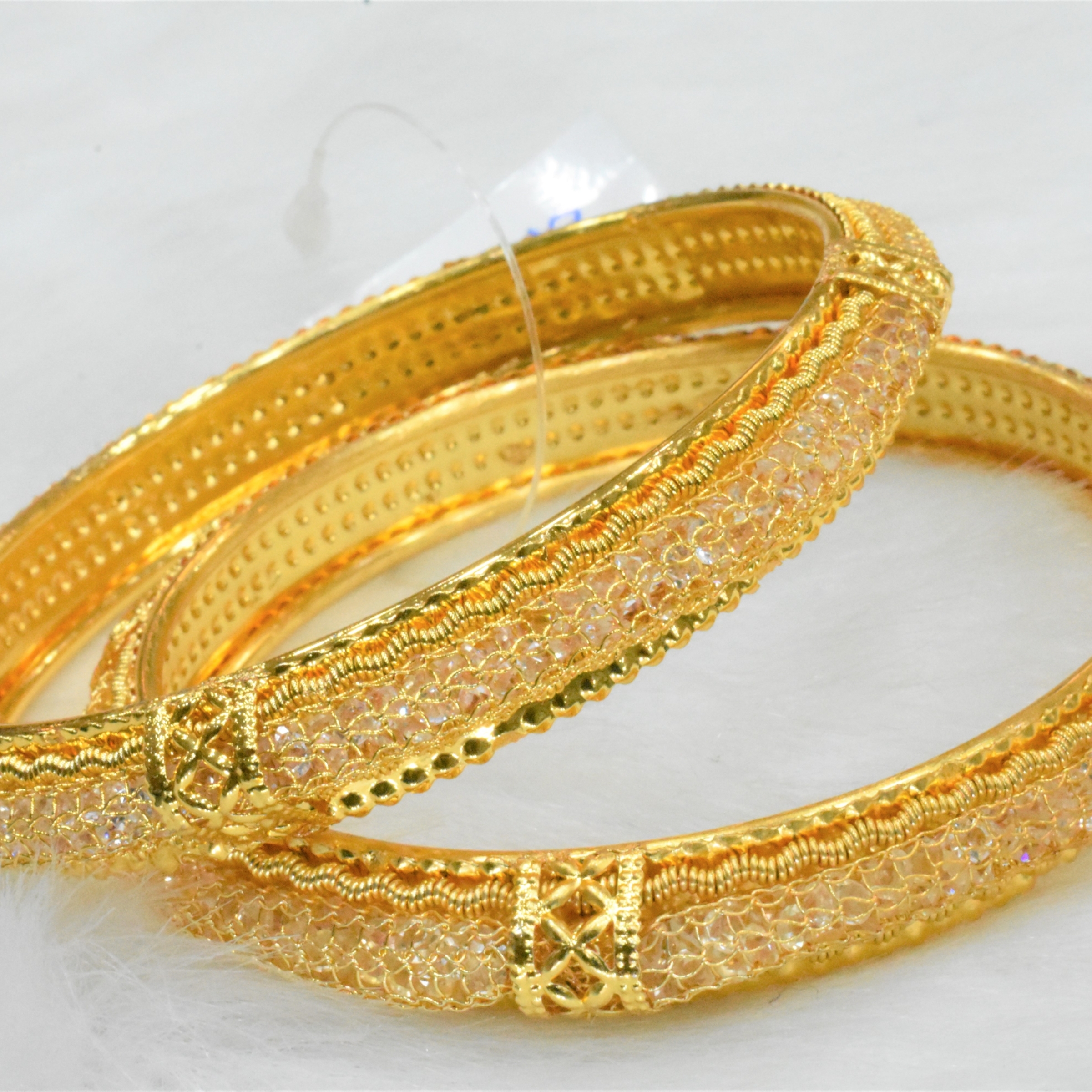 CZ Bangles White stones in mesh pattren design Size (2-6)