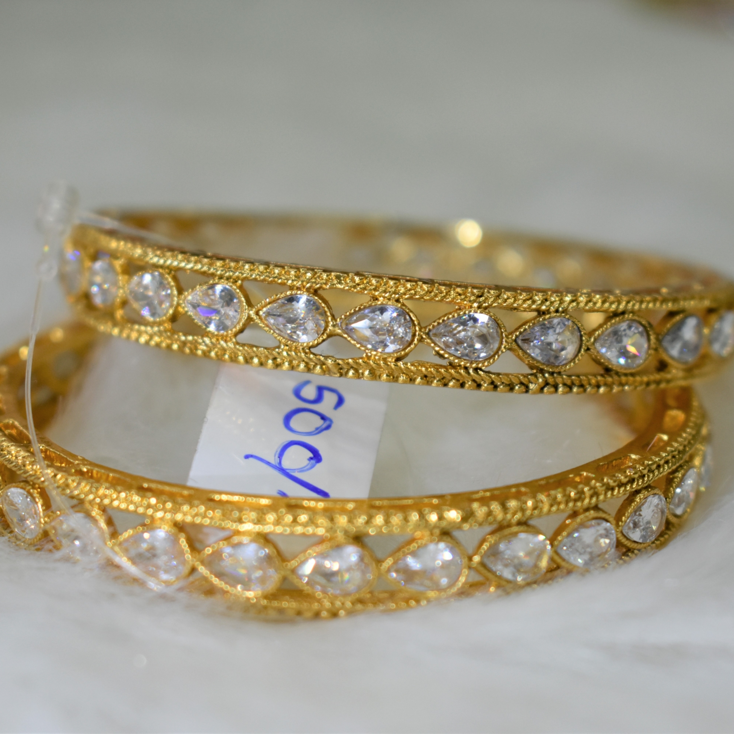 CZ Bangles (2No) white stones Size 2-6