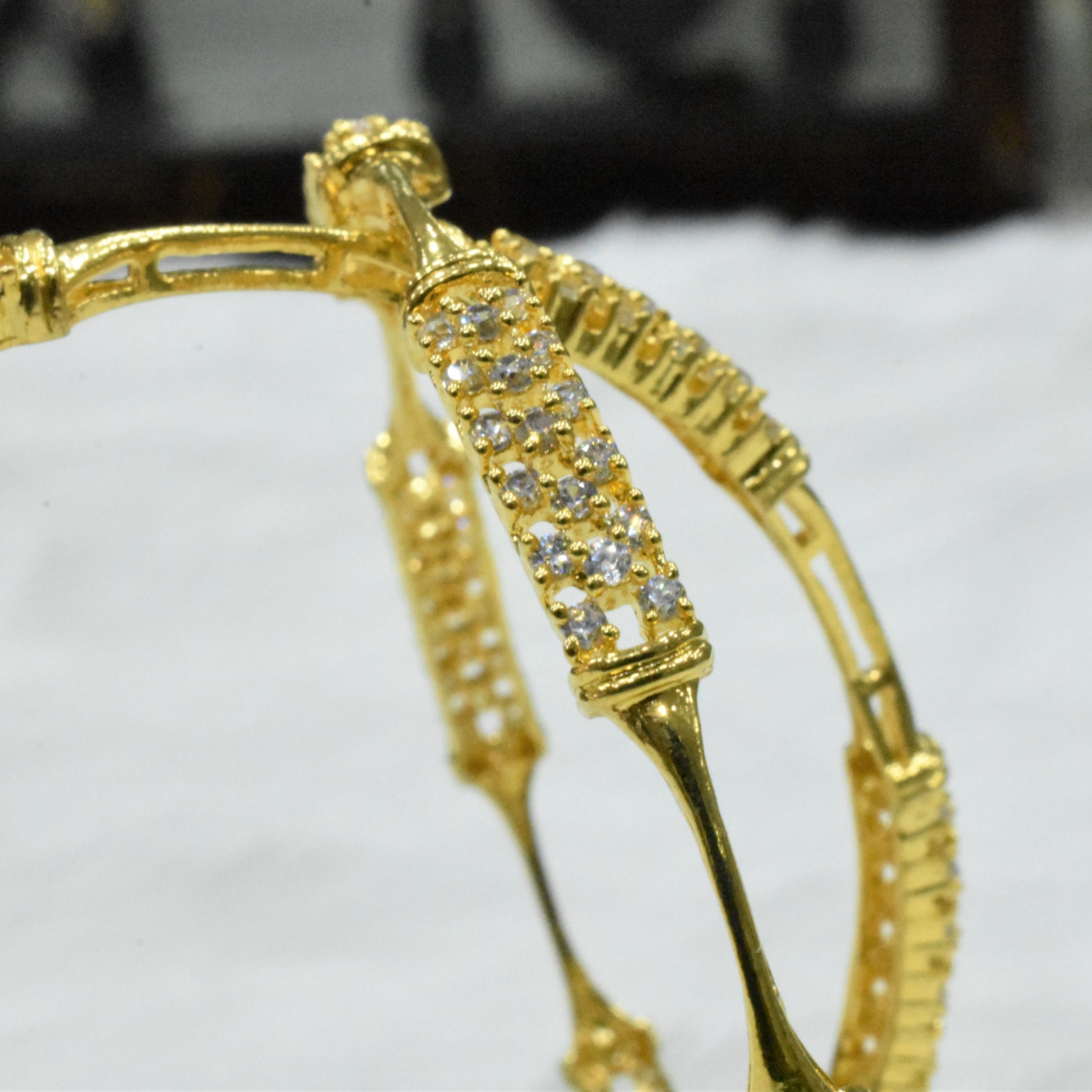 CZ Bangles (2No) white stones Size 2-8