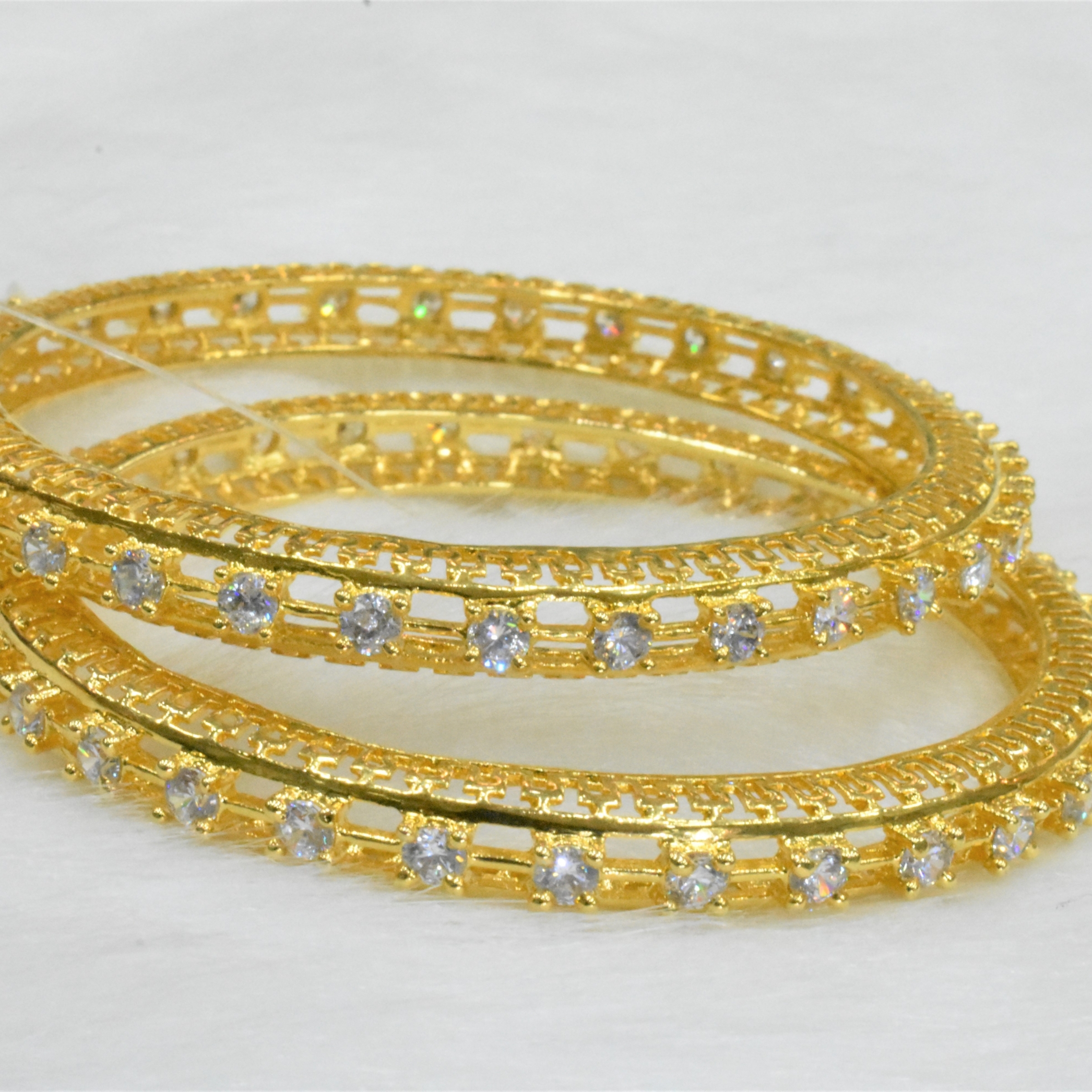 CZ Bangles (2No) White Stones Size 2-6