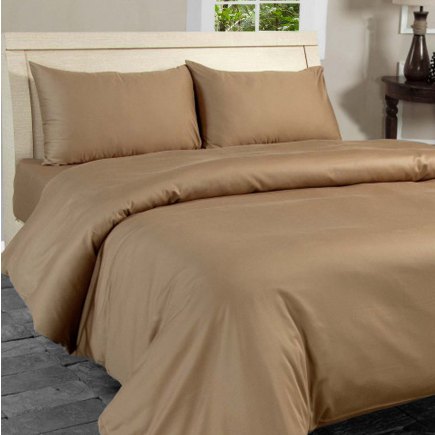 Peanut Shell Brown - 100% Cotton - 400 Thread Count - Sateen Fitted Sheet - King Size