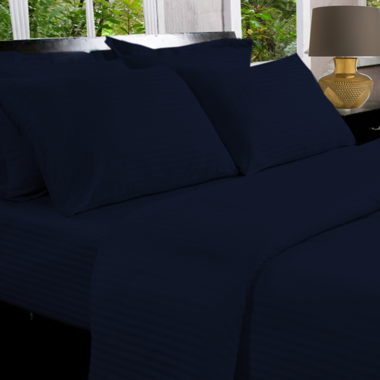 Dark Peacock Blue - 100% Cotton - 330 Thread Count - Sateen Fitted Sheet - King Size 