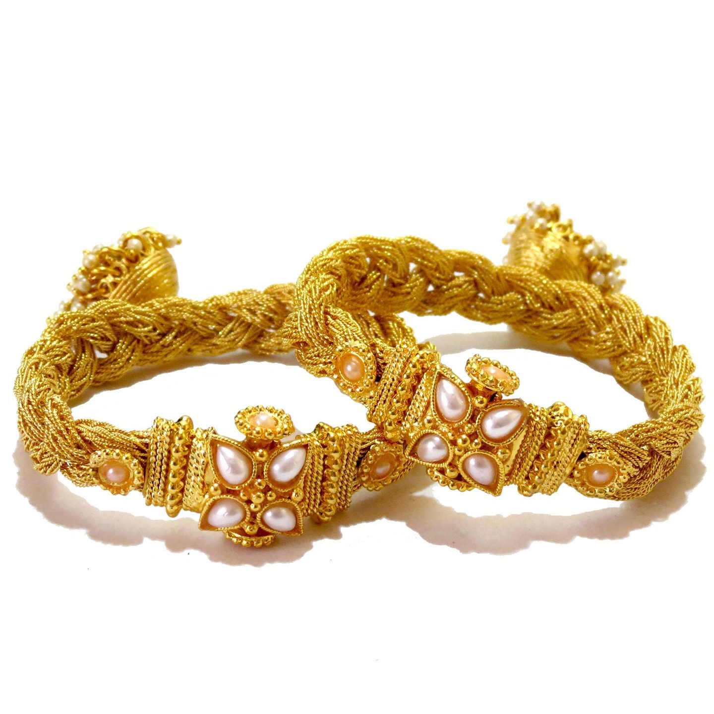 Jhumka Drop Braided Bangle Bracelet Set of Two