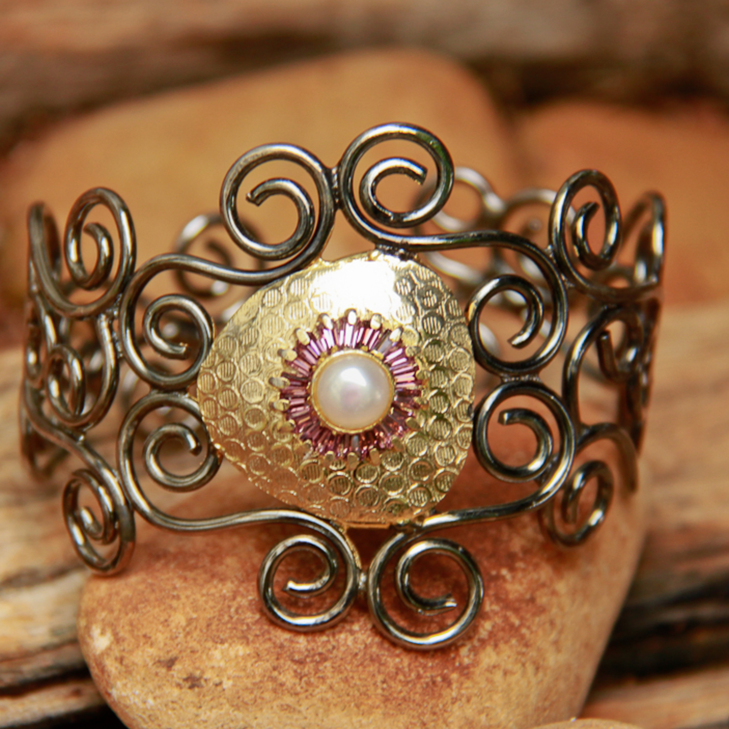 Pearl Red Silver Gold Light Weight Kada