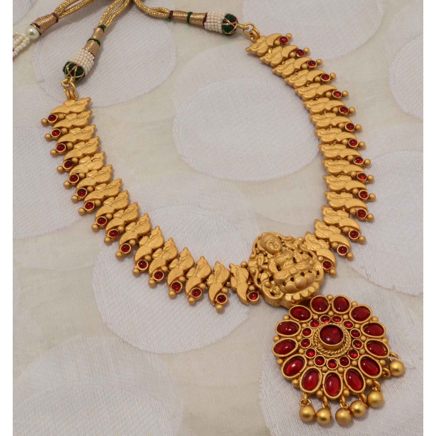 Red Lakshmi Layered Necklace Set - Wedding Collections