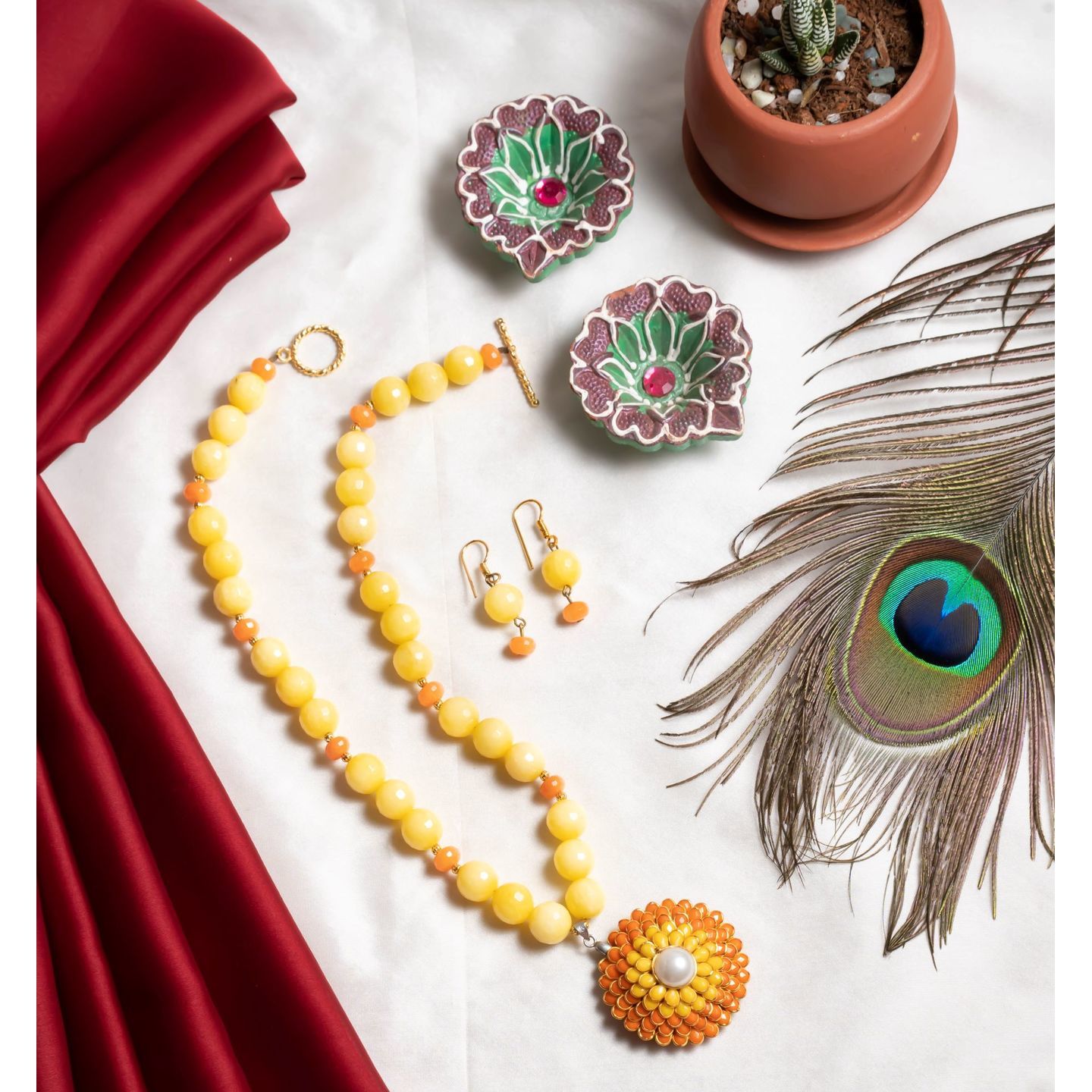 Sunflower Yellow Agate Handmade Necklace