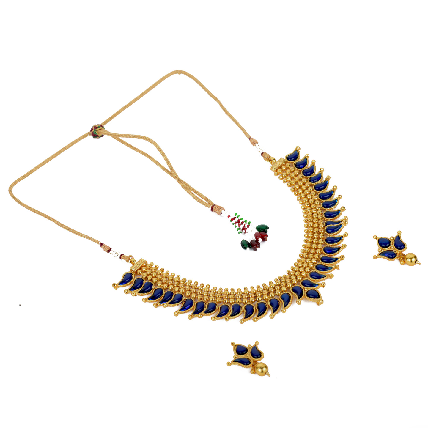 Blue Layered leaf Design necklace set