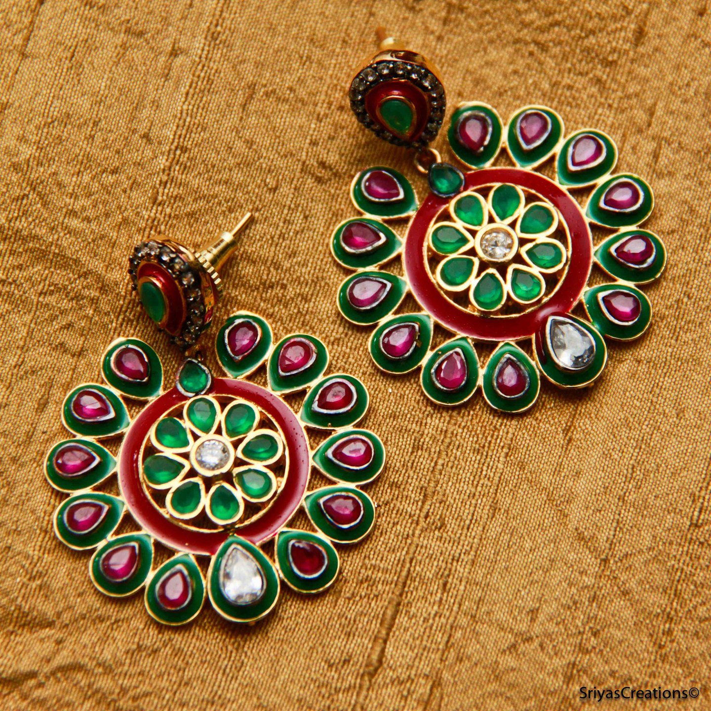 Green Pink Drop Wheel Danglers