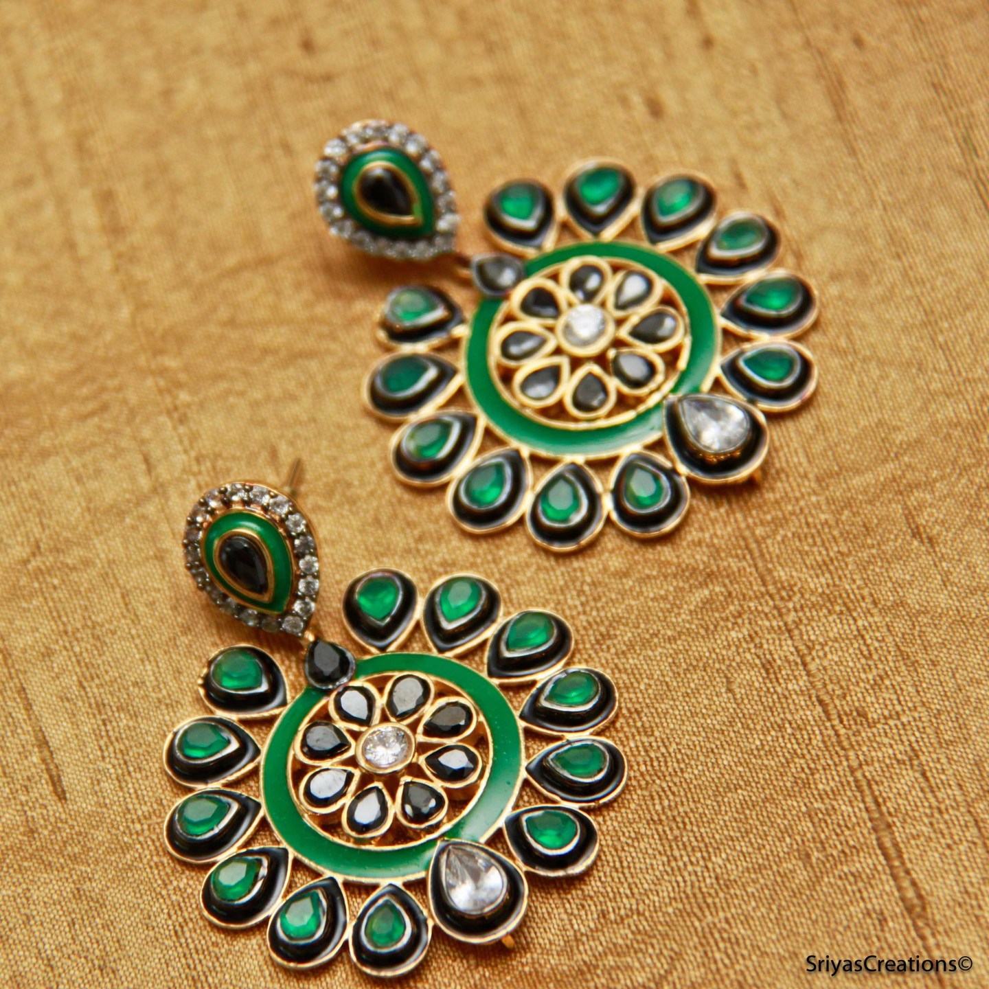 Green Black Drop Wheel Danglers