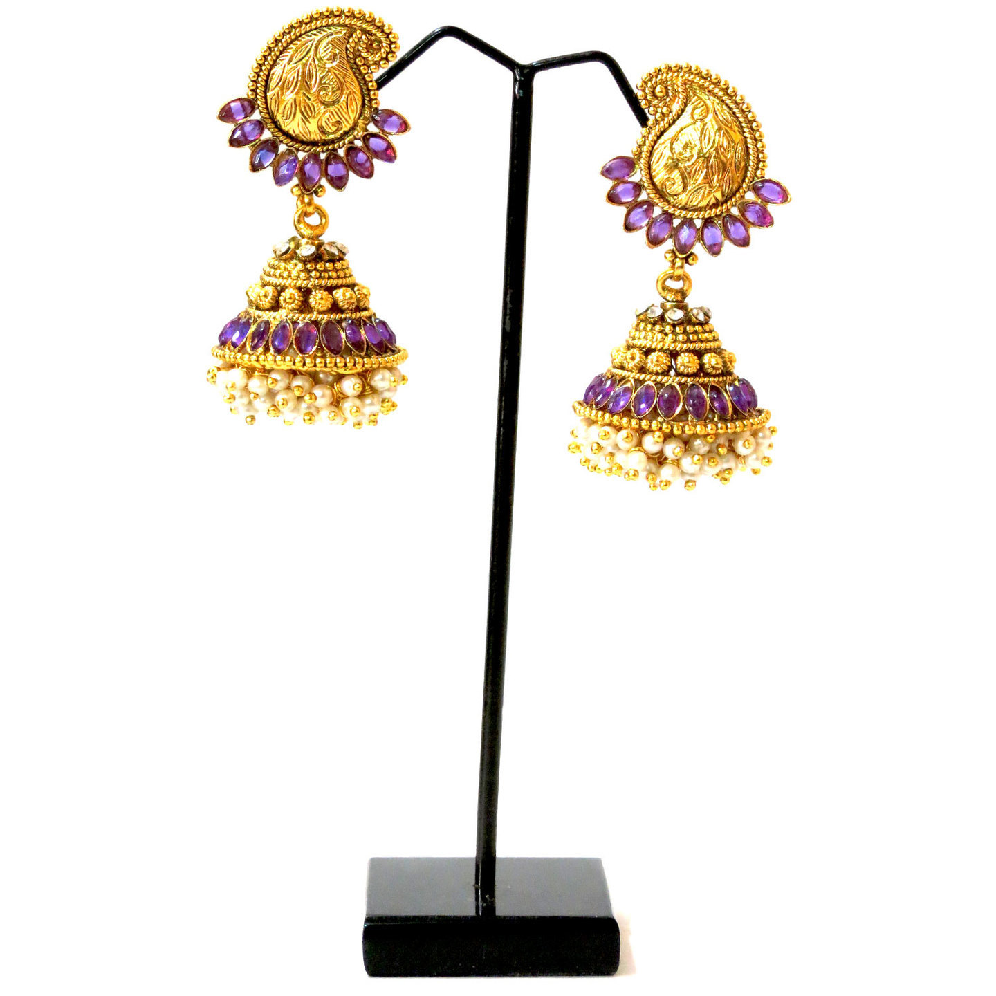 Purple Paisley & Basra Pearl Jumka