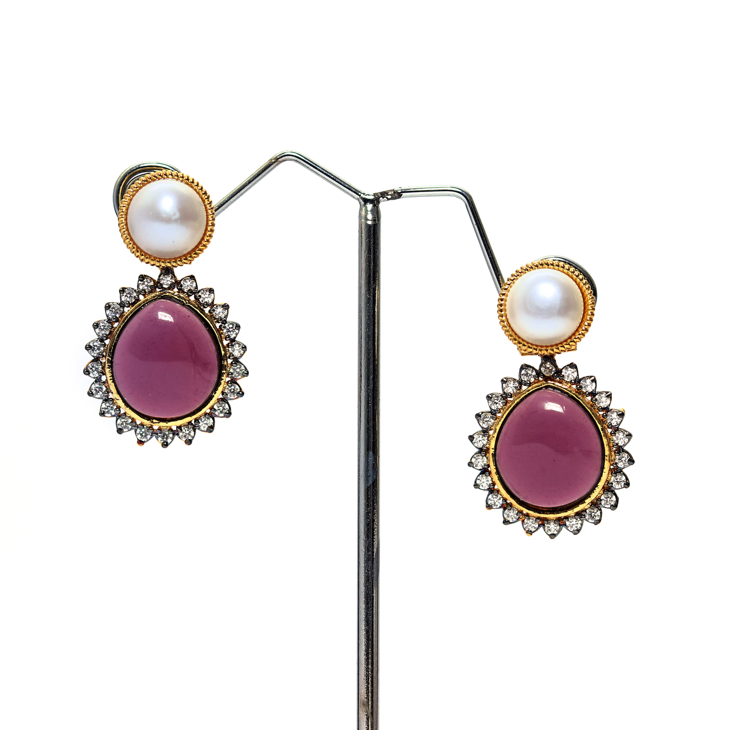 Purple Pearl Drop Earrings
