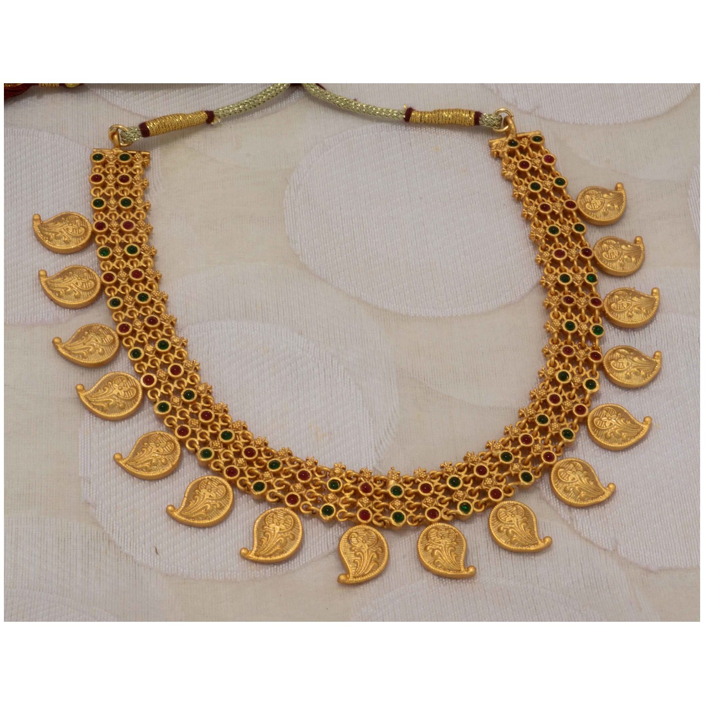 Red Lakshmi Coin Necklace Set