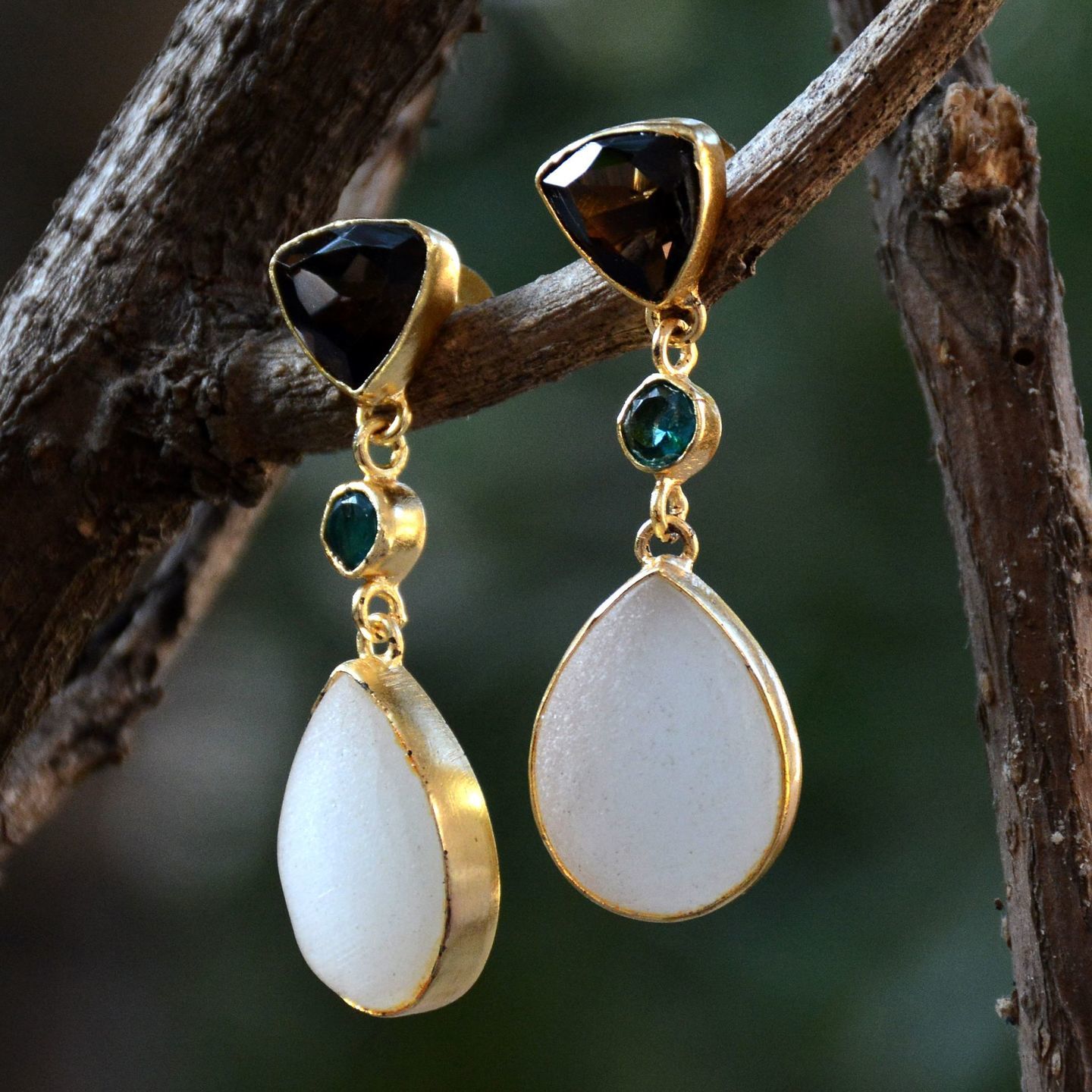 Quartz & White Druzy Drop