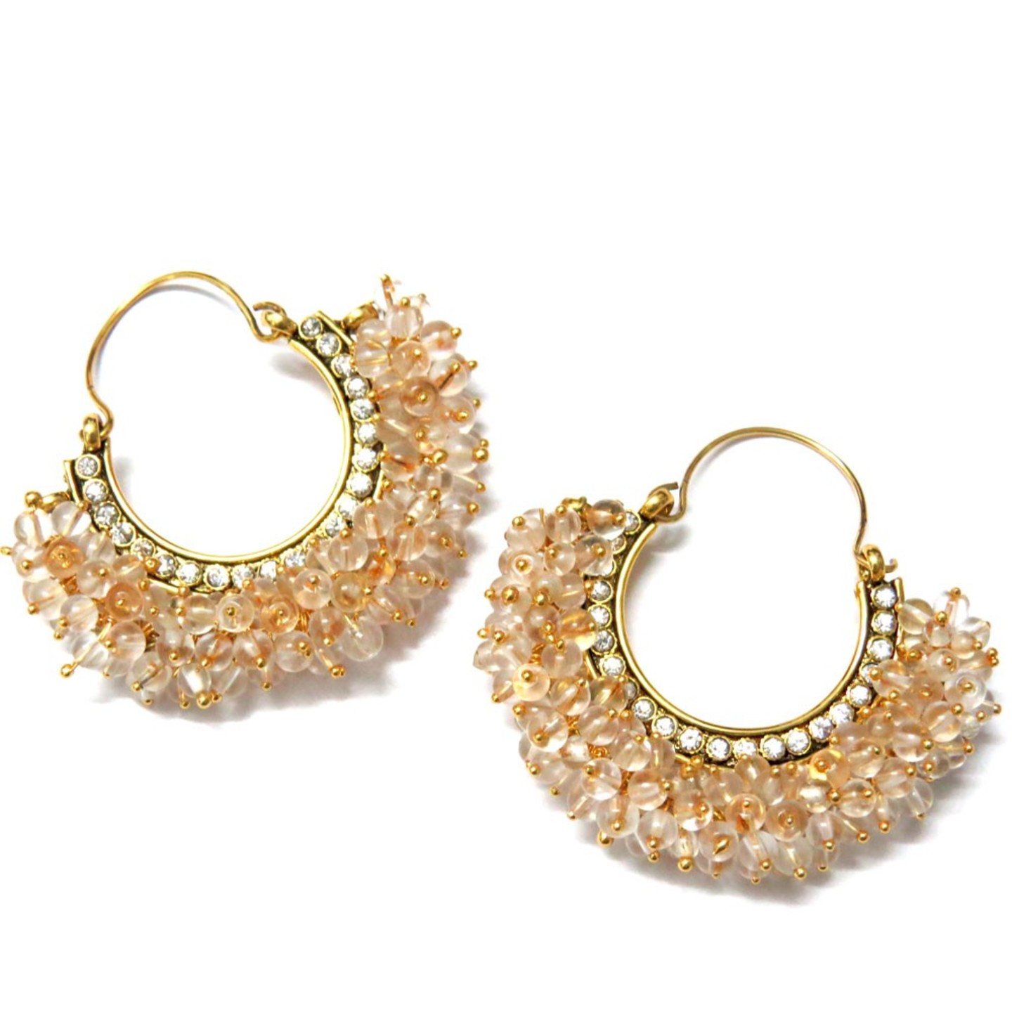 Transparent White Beads Hoop Earring