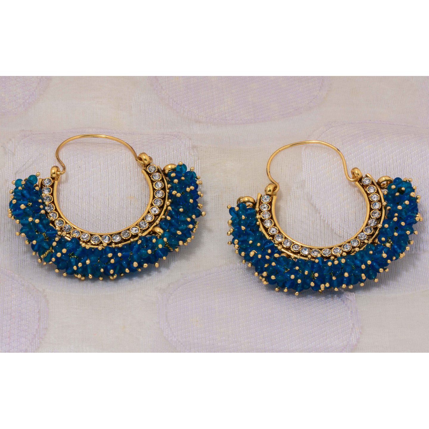 Blue Beads Hoop Earring