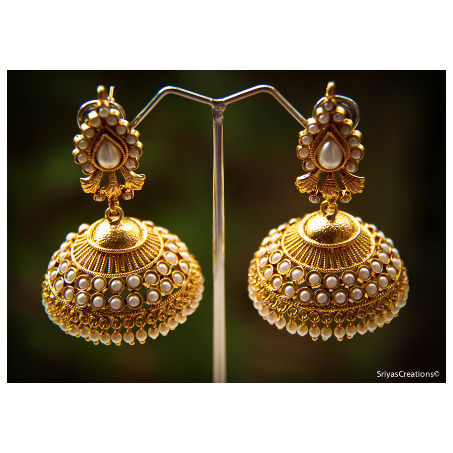 Pearl Drop & Stone Studded Jhumka
