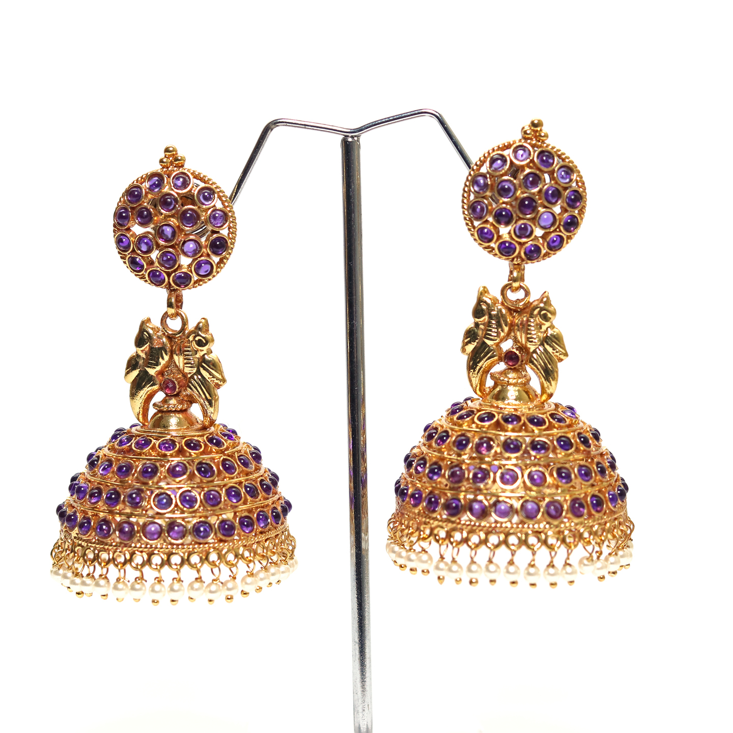 Purple Round Tradional Ethnic Wedding Jhumka