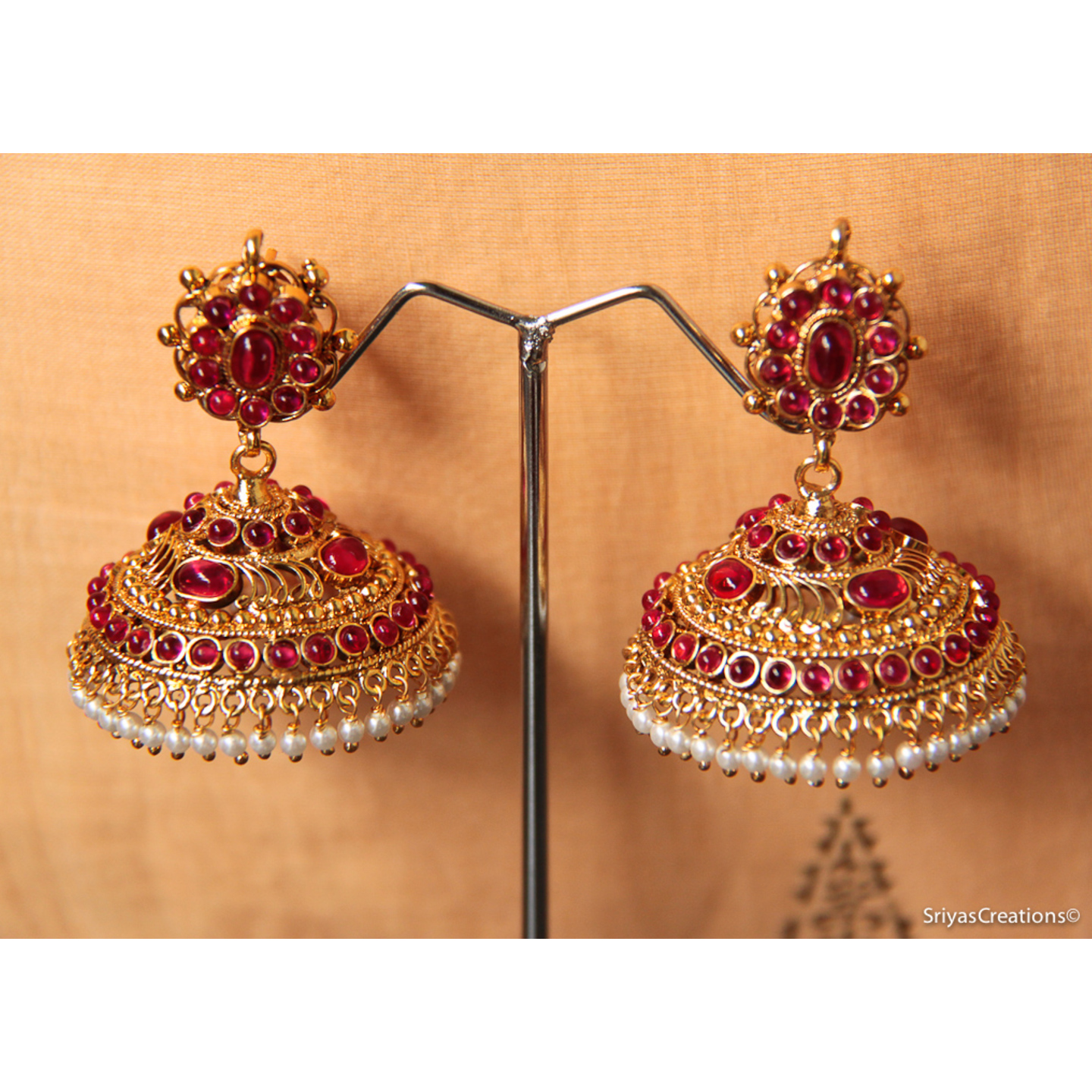 Red Drop & Studded Jhumka