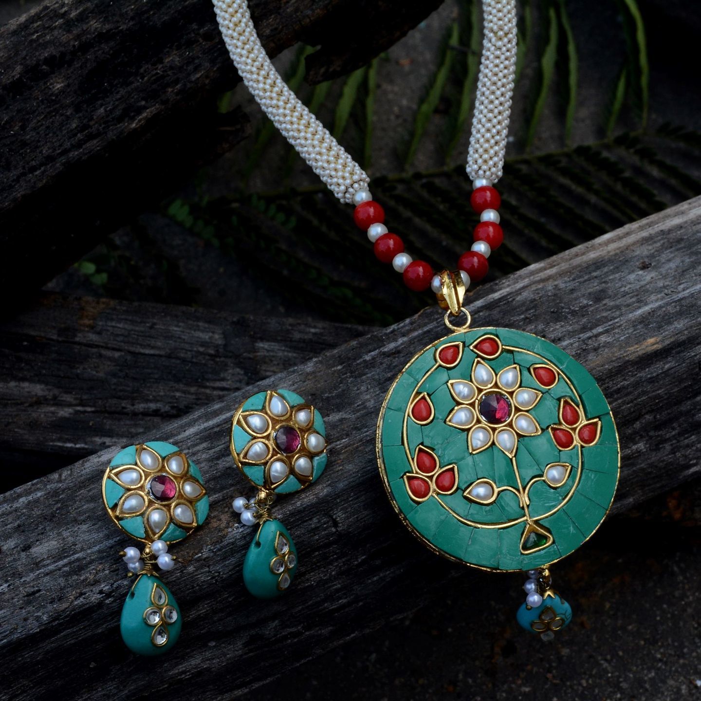 Turquoise Pearl Handmade Choker Necklace