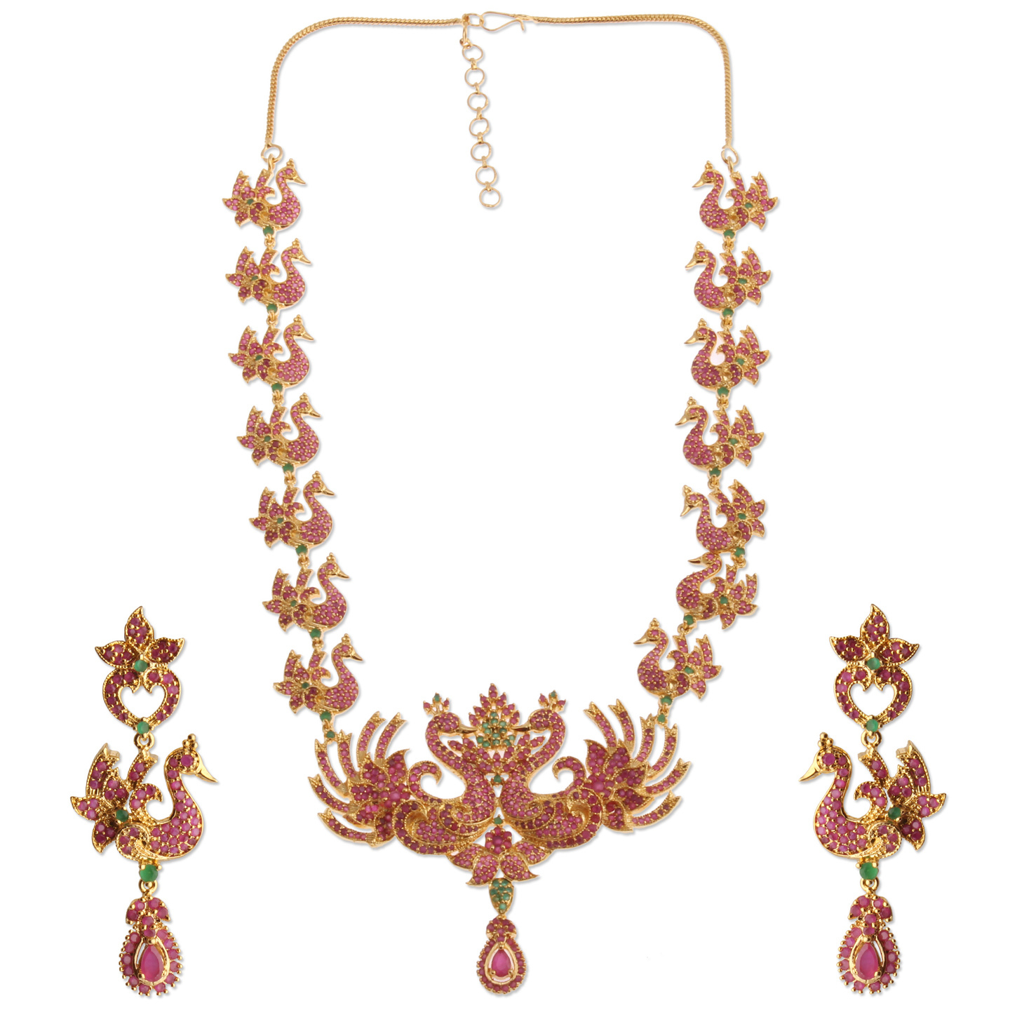 Red Green AD stone studded peacock Long Hara