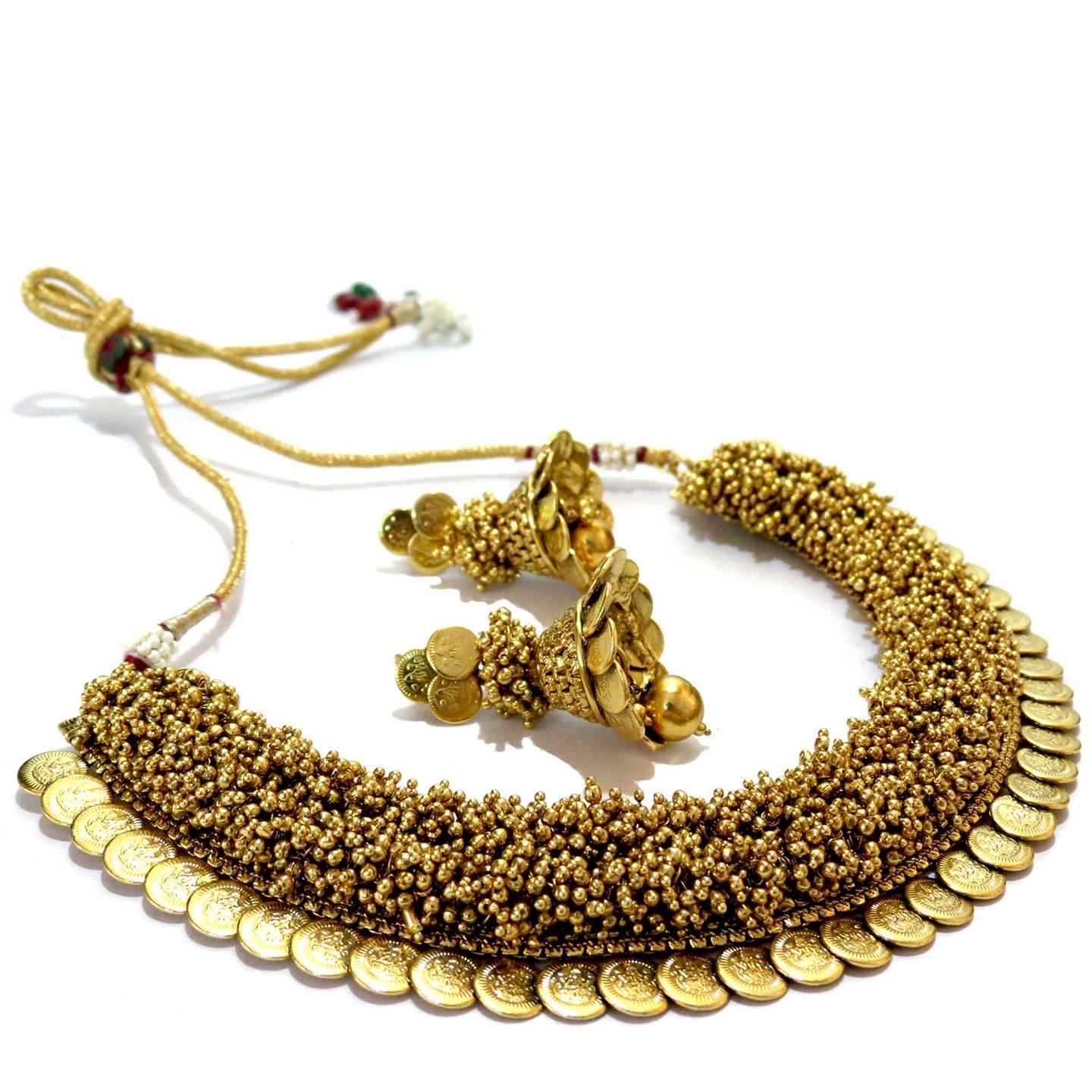 Majestic Cluster Beads Coin Necklace Set